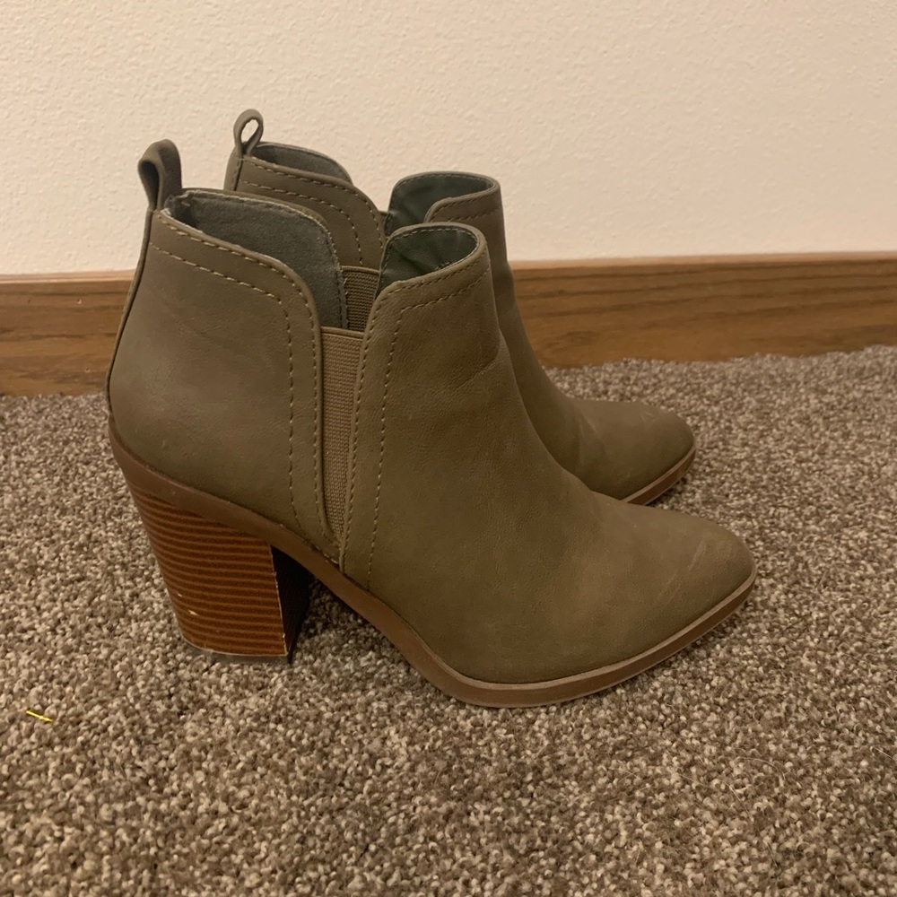 Olive Green Slip On Booties 7.5